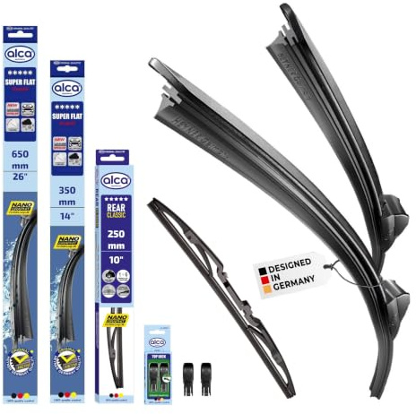 alca® Scheibenwischer Komplettset für RENAULT CAPTUR II | 01.2020 - 08.2026, SUPER FLAT Flachbalkenwischer, extraflaches Design, Flexibel, Nanographitbeschichtung