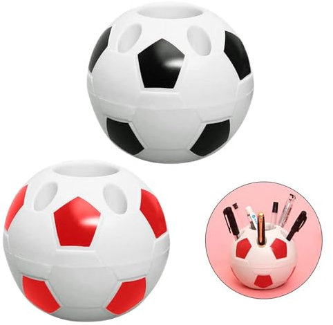 Weenwill Portalápices de Fútbol,2 PCS Portalápices de Fútbol para Estudiantes,Plástico para Decorar tu Hogar,Oficina,Escritorio,Decoración de Habitación de Fútbols Porta Bolígrafo de Fútbol