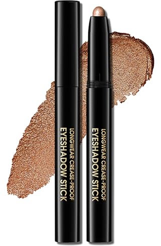 Erinde Golden Glitzer Lidschatten Stift, Glitter Eyeshadow Stick Wasserfest & Langanhaltend, Creme Shimmer Crayon Eyeliner, Metallic Shimmer Augen Makeup Pen #01 Caramel Shimmer