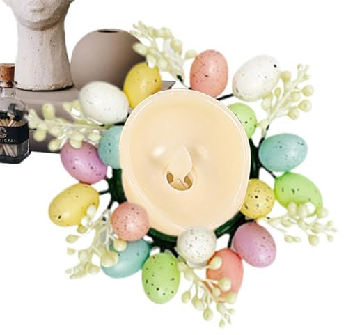 Corona di candela con uova di Pasqua, corone di candele – Corona ad anello con colonna a vela con uova di Pasqua – Decorazione floreale pasquale Deskt