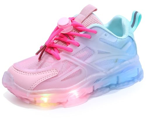 Zapatos LED for niños, zapatos intermitentes for niños, zapatos luminosos for niñas, zapatos for niños con luz. Zapatillas ligeras, antideslizantes y transpirables for primavera y verano 21-36(Rosa,23