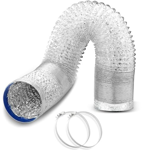 WDERAIR 4 Inch Flexible Dryer Vent Hose 10ft, Heavy Duty Aluminum Foil Duct with 2 Clamps, HVAC Ventilation Exhaust Duct for Tight Spaces, Laundry, Bathroom Fan & Grow Tent