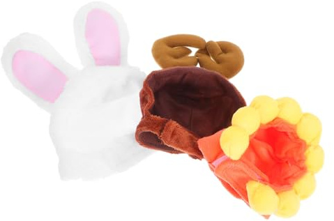 Toyvian 3pezzi Cappelli per Gatti e Cani Piccoli Accessori da Festa Riutilizzabili Copricapo per Travestimenti da Animale Domestico con Cinturino Regolabile