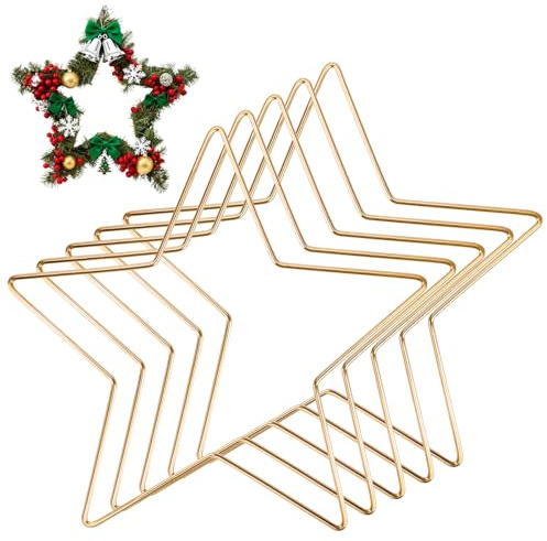 Yooyan 5er-Pack Metallsterne zum Basteln, Metall Stern mit 20 cm Durchmesser, Fünfeck Traumfänger und DIY Weihnachten Handwerk Basteln, Geeignet für Feiertagsdekorationen, Hochzeitsdekorationen(Gold)