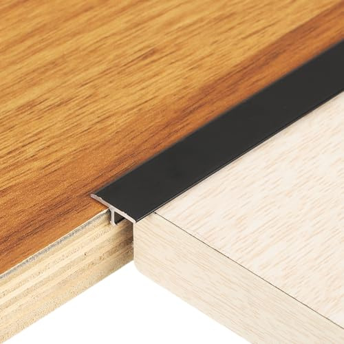 QUARKZMAN 3 Stück Übergangsprofil 90cm x 12mm T-Formleiste Übergangsleiste Boden Aluminiumlegierung Vinyl Boden Fugenleiste für Türschwellen Türteiler Laminat Dielen Fliesen Schwarz
