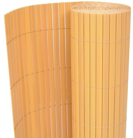 QJBSAVVA Clôture de jardin jaune - 150 x 500 cm - En PVC résistant aux intempéries - Clôture moderne à lattis avec revêtement par pulvérisation facile d'entretien - Clôture en fil de fer robuste pour