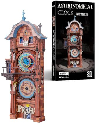 Piececool 3D Puzzle Metall Architecture Astronomical Clock, 3D Metal Puzzle für 430 Edelstahl, Ganzes Metall, 1:1 Wiederherstellen, Geburtstagsgeschenk, Modellbausatz Erwachsene,117 Teile