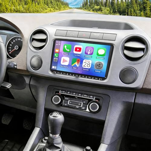 2+32G bilradio för VW Amarok 2011–2016 med trådlös Carplay Android bil, 9 tums pekskärm bil stereo display spelare radio GPS navigationshuvud enhet med Bluetooth WLAN FM RDS SWC backkamera