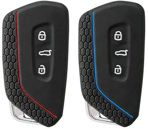 2 Stück Autoschlüssel Hülle,TPU Silikon Schlüsselhülle (3 Tasten) | Autoschlüssel Schutzhülle Kompatibel mit VW Golf 8, E-Golf, ID3, ID4, GTI, GTE, SEAT, Skoda, Cupra