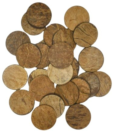 Luxshiny Natural Coconut Shell Chips Aquarium Decoration, 25mm Flat Round Driftwood Pieces for Fish Tank Landscaping, Freshwater Aquarium Ornament for Aquatic Scenery