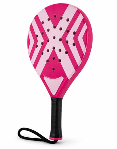 Racchetta da padel incl. borsa in rete per adulti e bambini | racchetta da padel di alta qualità per principianti e avanzati (Rosa)
