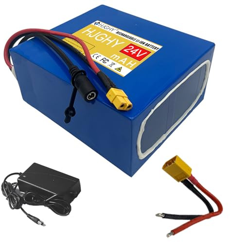 HJGHY Batería de Litio portátil para Exteriores de 24V, 10Ah, 15Ah, 20Ah, 25Ah, con Carcasa de PVC, Cargador y Cable Adaptador Baterías de Litio de 24V para Bomba de riego/Bomba de Agua,24v7.5ah