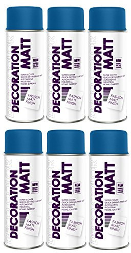 Deco Color 6er Sparpack DC Lackspray matt 400ml nach RAL freie Farbauswahl (6 Dosen in signalblau MATT RAL 5005)