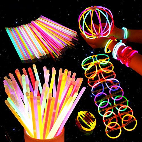 Knicklichter Party Set, Armbänder, Ketten, Set für Brillen, Dreifach Armbänder, ein Stirnband, Ohrringe, Blumen, ein Leuchtball und vieles mehr (Knicklichter Party Set)