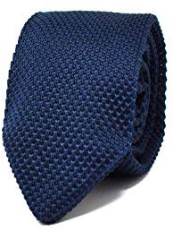 Hochwertige Gestrickte Dunkelblaue Strickkrawatte für Herren - 100% Seide - Klassisch, Elegant und Modern - (Ideal für ein Geschenk, Männer zum Geburtstag, eine Hochzeit, bei der Arbeit...)