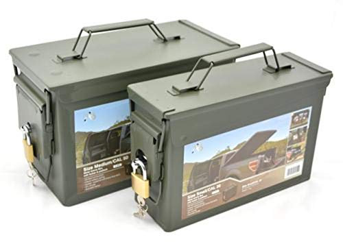 AB Abschließbare Munitions- und Werkzeugkiste mit Schloss (Oliv/2er-Set Kal. 30/Kal. 50)