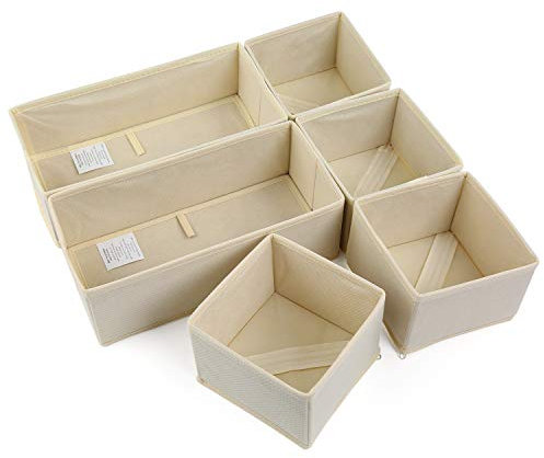 NEWSTYLE Organizzatori di Cassetti, Set di 6 Organizer Armadio divisori Scatola Pieghevole Pieghevole in Tessuto cassetto Organizzatori per cassetti Biancheria Intima, Reggiseni (Grigio)
