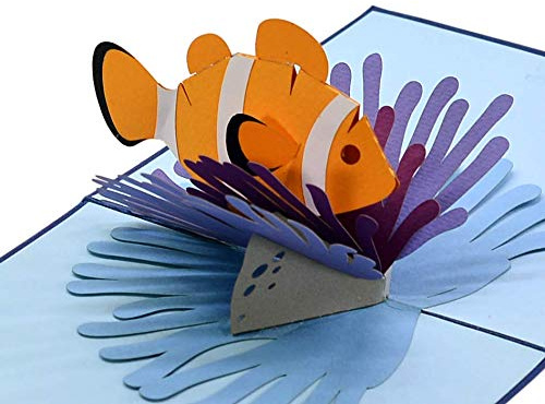 CUTPOPUP Pez payaso Nemo- 3D Tarjeta Cumpleaños, Tarjeta Dia del Padre, Tarjeta Regalo, Regalos Originales (Nemo Clownfish) US8-AN088ES