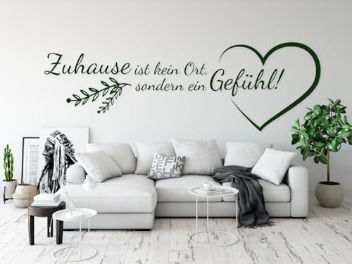 tjapalo® a33 Flur Wandtattoo Zuhause ist kein Ort sondern ein Gefühl Wohnzimmer Wandspruch Zuhause ist Wanddeko Flur Diele Wandaufkleber Wandtattoo Wohnzimmer, Größe: B100xH32cm, Farbe: lichtblau
