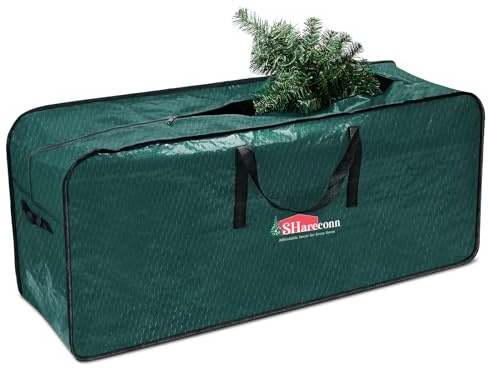 SHareconn Christmas Tree Storage Bag 9 Ft, Strong & Durable High Grade Waterproof Storage Bag, Ideal for Up to 9 Ft Tall Xmas Trees and other Christmas Decorations, Green