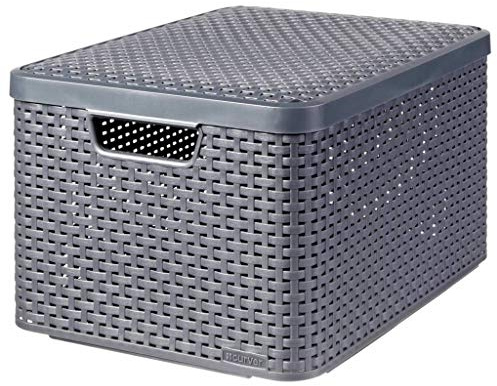 Curver 3-er Set STYLE Box L mit Deckel anthrazit