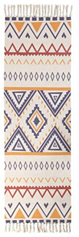 EmyTock Carpet,Vintage Cotton Area Rug,Hand Woven Print Tassels Throw Rugs Door Mat,Indoor White Area Rugs for Living Room, Bathroom, Bedroom