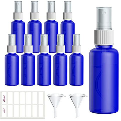 10*50ml Sprühflasche Tragbares Nachfüllbar Kunststoff Zerstäuber Sprühflasche Klein für Hautpflegewasser Ätherisches Öl Apotheker Parfümzerstäuber für Flugreisen oder Outdoor Sportarten (Blau)