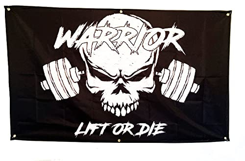 Drapeau Warrior Gear : Lift or Die - Décoration chambre - drapeau homegym