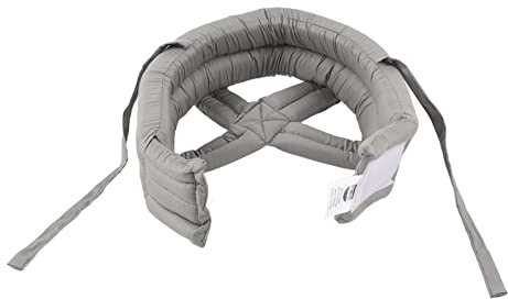 Casque de protection pour personnes âgées, tour de tête réglable en coton respirant anti-collision pour vieillard anti-chute avec dentelle(Gris clair)