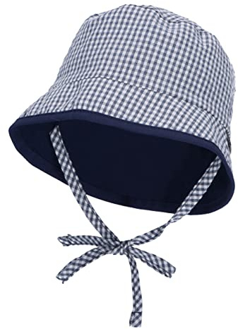 Sterntaler Unisex barn vändbar fiskarhatt Vichy-rutig barnmössa, marinblå, normal, marinblå