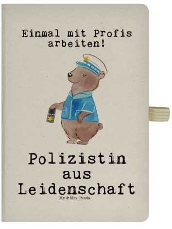 Mr. & Mrs. Panda DIN A5 Baumwoll Notizbuch Polizistin Leidenschaft - Geschenk, Polizei, Wachfrau, Schenken, Polizeibeamtin, Cop, Kladde, Kollegin,