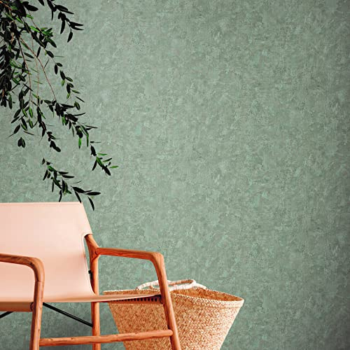 A.S. Création Uni Tapete Used Look Grün Blau PVC-Frei - Natural Living 386391 - Vliestapete einfarbig - 10,05x0,53m Made in Germany