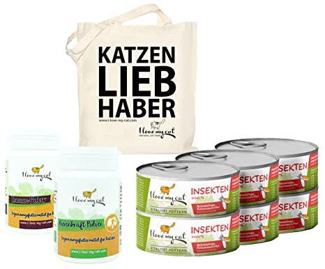 I love my cat Set di cibo per gatti con cistite Cibo umido senza cereali con insetti e integratore alimentare per reni e immunità senza ingredienti artificiali 670 g