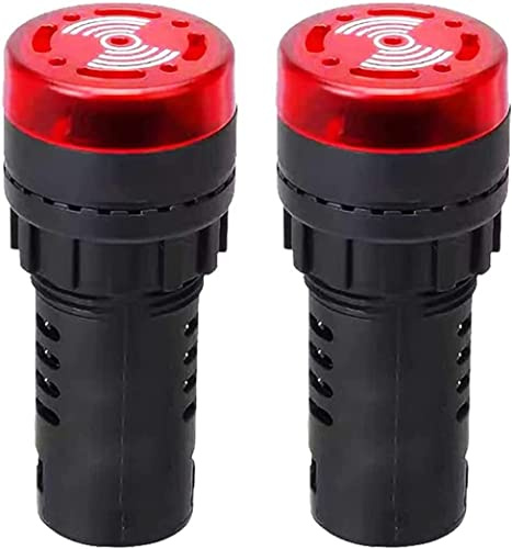 JMELEHW AD16-22SM 22mm AC/DC 12V Red LED Buzzer Alarm Signal Indicator Light Flash Alertor 2PCS