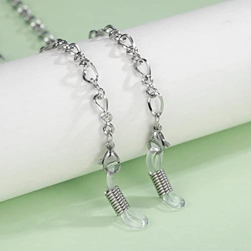 Brillenkette Damen Herren Lesebrille Kette Lanyard Mode Edelstahl Sonnenbrillen Ketten Brillenband Brillenband Stahlfarbe