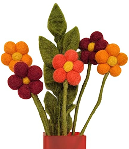 your castle Blumenstrauß aus 5 handgearbeiteten Filzblumen & 1 AST, fairer Handel, nachhaltige Deko aus Filz, realistische Kunstblumen, Textilblumen, Filzset Blumen, Stoffblumen, Filzblüten, Poppy