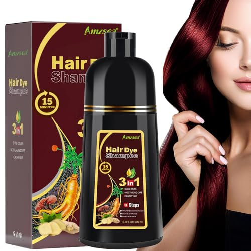 Champú 3 en 1 para Teñir Cabello Gris a Negro Natural - Para Hombres y Mujeres (Red Wine)