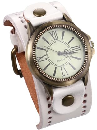 UKCOCO 2 Pcs Damenuhr Vintage Uhr Lässige Handgearbeitete Damen Armband Gut Ablesbar Armband Retro Stil Lederband Lederband Studentin Mädchen