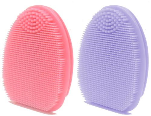 YEADMAL 2-Teilig Gesichtsbürste Silikon Gesichtsreinigungsbürste Silicone Face Scrubber Gesichtsreinigungsbürste Weich Gesichts Bürste für Frauen (Rosa + Lila)