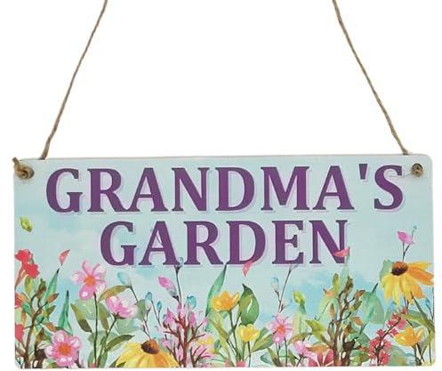 Second Ave Grandma's Garden Wooden Hanging Rectangle Home Sign Plaque Mother's Day