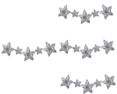 Abaodam 4pièces Guirlande Étoile Argentée pour Décoration Murale Et Chambre De Pendentifs Accessoire Festif pour Fête Et Mariage Décoration Élégante pour Intérieur Et Extérieur