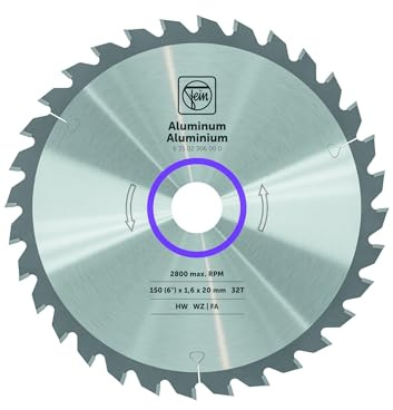 FEIN Premium-Kreissägeblatt für Alu für FEIN Akku-Handkreissäge F-IRON Cut 57 AS Ø 150 mm., für Geradschnitte in Nichteisenmetallen. 32 Zähne, Aufnahmebohrung 20 mm, Schnittbreite 1,6 mm