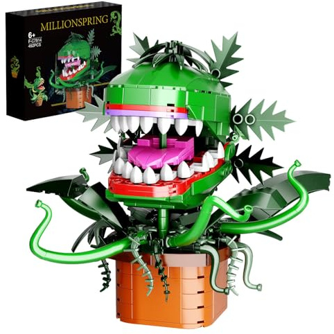 Millionspring Audrey II Piranha-Pflanze-Bausatz Spielzeug, Kannibale mit aufklappbarem Mund Sammlerstück Geschenk für TV-Fan Freund Geburtstag Weihnachten (471 Teile)