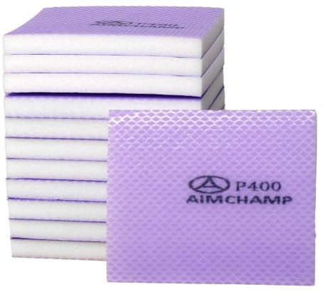 Pizsieat 12 pezzi Spugna Abrasiva, Grane 120/150/180/240/320/400# Riutilizzabile Spugne Abrasive per Legno,Blocchi Abrasivi per Vernice su Legno, Parete, Metallo