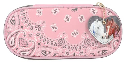 Depesche 12767 Miss Melody Bandana - Schlamperbox in Rosa, mit Bandana-Muster und Anhänger, Federmappe mit praktischer Trennklappe