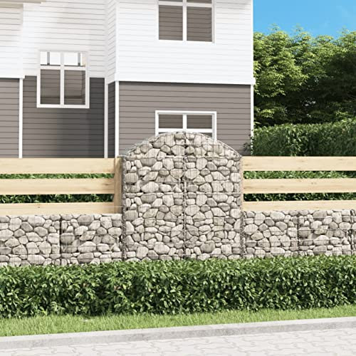 ShCuShan Gabione mit Hochbogen 100x30x120/140 cm Verzinktes Eisen Gabionengitter Gabionen SäUle GabionenköRbe Gabionen Zaun