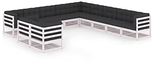 Rantry 11-TLG. Gartenlounge Set Sitzgruppe Gartensofa Set Gartenmöbel Gartenlounge Sitzgarnitur Loungemöbel Gartengarnitur Möbel Balkonmöbel mit Kissen Weiß Kiefer Massivholz #1
