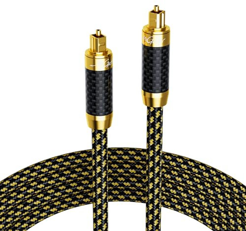 Mygatti Câble audio optique numérique Toslink Hi-Fi en fibre optique, [prise en nylon tressé, plaqué or], véritable son HiFi pour home cinéma, barre de son, PS4, lecteur DVD/CD, Xbox, lecteurs Blu-Ray