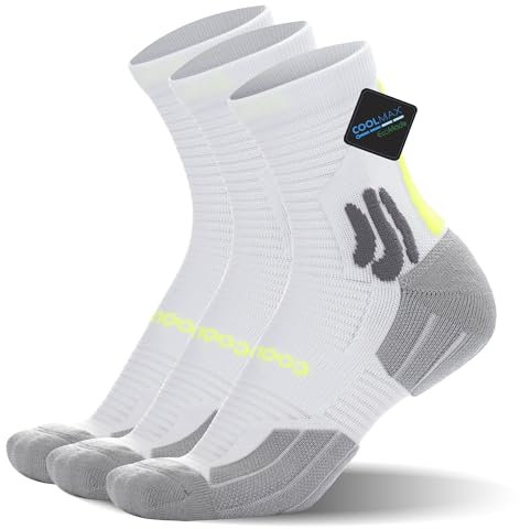BRISIRA Coolmax Bambus Viskose Kompression Laufsocken 3 paar Quarter Athletic Cushioned Atmungsaktive Anti Blasen&Schweiß&Geruch