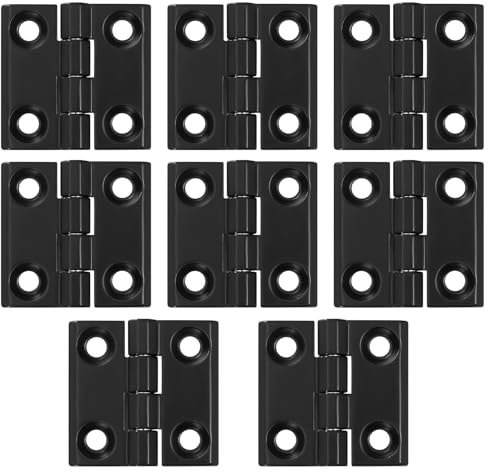 8 PZ Cerniere Pieghevoli, Connettori in Acciaio Inossidabile 40x40mm, a Scomparsa Pesanti in Nero, Set per Porte in Legno, Finestre, Armadi, Cancello da Giardino